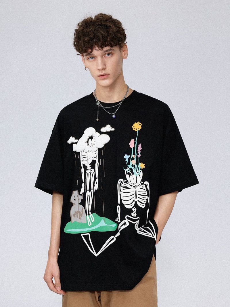 Noir  T Shirts Aelfric Eden Fun Skull Print Tee - CIV-8129726